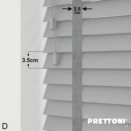 EdBevans - Spectrum Solid Wood Venetian Blind - Mono Grey 35mm Slat with Chevron Palladium 25mm Tape - Prettoni