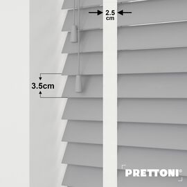 EdBevans - Spectrum Solid Wood Venetian Blind - Mono Grey 35mm Slat with Chevron Snowy 25mm Tape - Prettoni