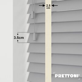 EdBevans - Spectrum Solid Wood Venetian Blind - Mono Grey 35mm Slat with Chevron Avorio 25mm Tape - Prettoni