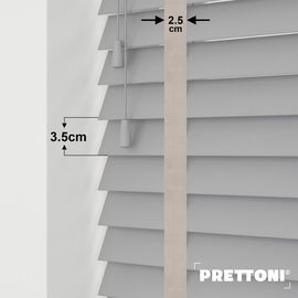 EdBevans - Spectrum Solid Wood Venetian Blind - Mono Grey 35mm Slat with Chevron Moccasin 25mm Tape - Prettoni