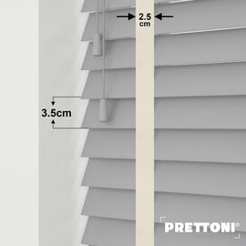 EdBevans - Spectrum Solid Wood Venetian Blind - Mono Grey 35mm Slat with Chevron Cream 25mm Tape - Prettoni