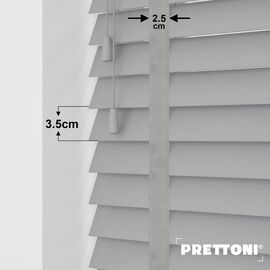 EdBevans - Spectrum Solid Wood Venetian Blind - Mono Grey 35mm Slat with Chevron Nimbus 25mm Tape - Prettoni