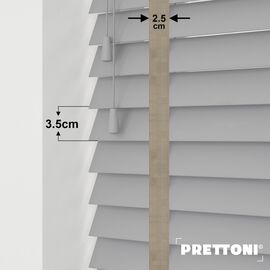 EdBevans - Spectrum Solid Wood Venetian Blind - Mono Grey 35mm Slat with Chevron Stonewall 25mm Tape - Prettoni