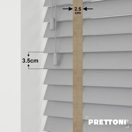 EdBevans - Spectrum Solid Wood Venetian Blind - Mono Grey 35mm Slat with Chevron Sandrift 25mm Tape - Prettoni