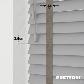 EdBevans - Spectrum Solid Wood Venetian Blind - Mono Grey 35mm Slat with Chevron Granite 25mm Tape - Prettoni