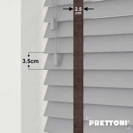 EdBevans - Spectrum Solid Wood Venetian Blind - Mono Grey 35mm Slat with Chevron Umber 25mm Tape - Prettoni