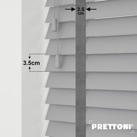 EdBevans - Spectrum Solid Wood Venetian Blind - Mono Grey 35mm Slat with Chevron Monsoon 25mm Tape - Prettoni