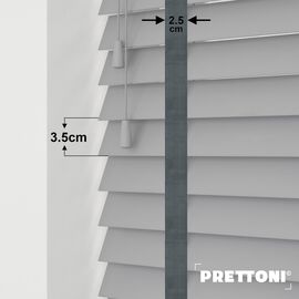 EdBevans - Spectrum Solid Wood Venetian Blind - Mono Grey 35mm Slat with Chevron Lava 25mm Tape - Prettoni