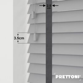EdBevans - Spectrum Solid Wood Venetian Blind - Mono Grey 35mm Slat with Chevron Aurora 25mm Tape - Prettoni