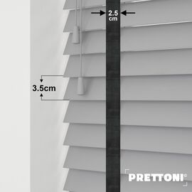 EdBevans - Spectrum Solid Wood Venetian Blind - Mono Grey 35mm Slat with Chevron Shadow 25mm Tape - Prettoni