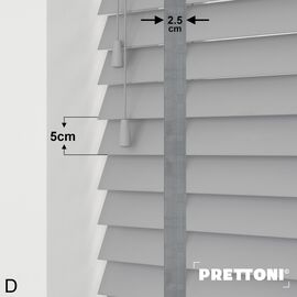 EdBevans - Spectrum Solid Wood Venetian Blind - Mono Grey 50mm Slat with Chevron Palladium 25mm Tape - Prettoni
