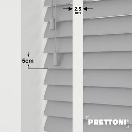 EdBevans - Spectrum Solid Wood Venetian Blind - Mono Grey 50mm Slat with Chevron Snowy 25mm Tape - Prettoni