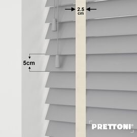 EdBevans - Spectrum Solid Wood Venetian Blind - Mono Grey 50mm Slat with Chevron Cream 25mm Tape - Prettoni