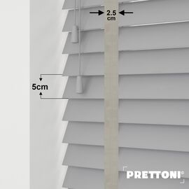 EdBevans - Spectrum Solid Wood Venetian Blind - Mono Grey 50mm Slat with Chevron Cement 25mm Tape - Prettoni