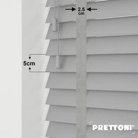 EdBevans - Spectrum Solid Wood Venetian Blind - Mono Grey 50mm Slat with Chevron Nimbus 25mm Tape - Prettoni