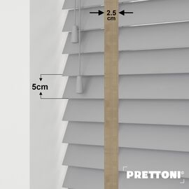 EdBevans - Spectrum Solid Wood Venetian Blind - Mono Grey 50mm Slat with Chevron Sandrift 25mm Tape - Prettoni