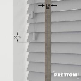 EdBevans - Spectrum Solid Wood Venetian Blind - Mono Grey 50mm Slat with Chevron Granite 25mm Tape - Prettoni