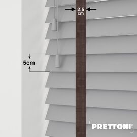 EdBevans - Spectrum Solid Wood Venetian Blind - Mono Grey 50mm Slat with Chevron Umber 25mm Tape - Prettoni