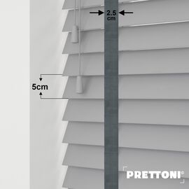 EdBevans - Spectrum Solid Wood Venetian Blind - Mono Grey 50mm Slat with Chevron Lava 25mm Tape - Prettoni