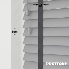 EdBevans - Spectrum Solid Wood Venetian Blind - Mono Grey 50mm Slat with Chevron Aurora 25mm Tape - Prettoni