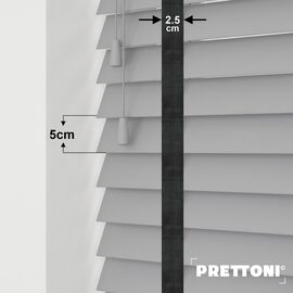 EdBevans - Spectrum Solid Wood Venetian Blind - Mono Grey 50mm Slat with Chevron Shadow 25mm Tape - Prettoni