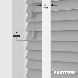 EdBevans - Spectrum Solid Wood Venetian Blind - Mono Grey 50mm Slat with Woven Naturo 38mm Tape - Prettoni