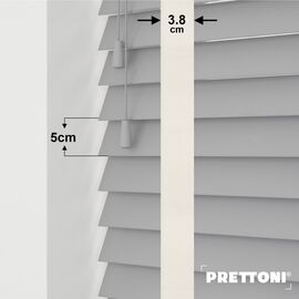 EdBevans - Spectrum Solid Wood Venetian Blind - Mono Grey 50mm Slat with Woven Feather 38mm Tape - Prettoni