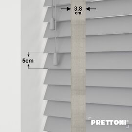 EdBevans - Spectrum Solid Wood Venetian Blind - Mono Grey 50mm Slat with Woven Ethereal 38mm Tape - Prettoni