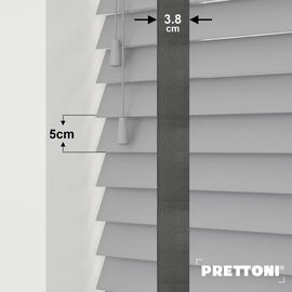 EdBevans - Spectrum Solid Wood Venetian Blind - Mono Grey 50mm Slat with Woven Gravel 38mm Tape - Prettoni