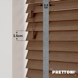 EdBevans - Spectrum Solid Wood Venetian Blind - Mono Mocha 35mm Slat with Chevron Palladium 25mm Tape - Prettoni