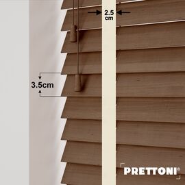 EdBevans - Spectrum Solid Wood Venetian Blind - Mono Mocha 35mm Slat with Chevron Avorio 25mm Tape - Prettoni