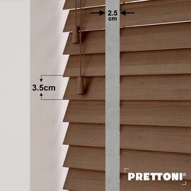 EdBevans - Spectrum Solid Wood Venetian Blind - Mono Mocha 35mm Slat with Chevron Nimbus 25mm Tape - Prettoni