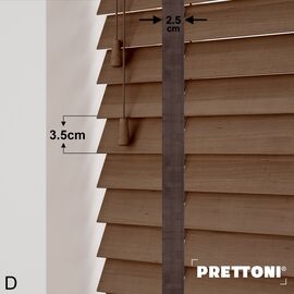 EdBevans - Spectrum Solid Wood Venetian Blind - Mono Mocha 35mm Slat with Chevron Umber 25mm Tape - Prettoni