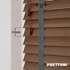 EdBevans - Spectrum Solid Wood Venetian Blind - Mono Mocha 35mm Slat with Chevron Lava 25mm Tape - Prettoni