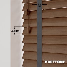 EdBevans - Spectrum Solid Wood Venetian Blind - Mono Mocha 35mm Slat with Chevron Aurora 25mm Tape - Prettoni