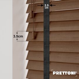EdBevans - Spectrum Solid Wood Venetian Blind - Mono Mocha 35mm Slat with Chevron Shadow 25mm Tape - Prettoni