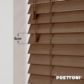EdBevans - Spectrum Solid Wood Venetian Blind - Mono Mocha 50mm Slat with - Ladder String - Prettoni