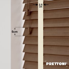 EdBevans - Spectrum Solid Wood Venetian Blind - Mono Mocha 50mm Slat with Chevron Avorio 25mm Tape - Prettoni