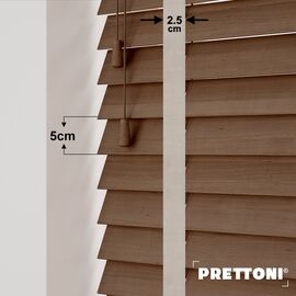 EdBevans - Spectrum Solid Wood Venetian Blind - Mono Mocha 50mm Slat with Chevron Moccasin 25mm Tape - Prettoni