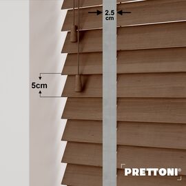EdBevans - Spectrum Solid Wood Venetian Blind - Mono Mocha 50mm Slat with Chevron Nimbus 25mm Tape - Prettoni