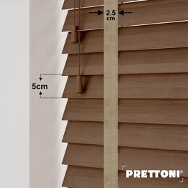 EdBevans - Spectrum Solid Wood Venetian Blind - Mono Mocha 50mm Slat with Chevron Sandrift 25mm Tape - Prettoni