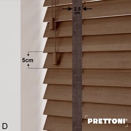 EdBevans - Spectrum Solid Wood Venetian Blind - Mono Mocha 50mm Slat with Chevron Umber 25mm Tape - Prettoni