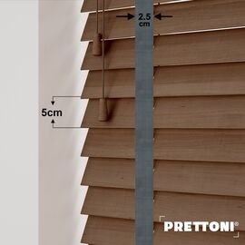 EdBevans - Spectrum Solid Wood Venetian Blind - Mono Mocha 50mm Slat with Chevron Lava 25mm Tape - Prettoni