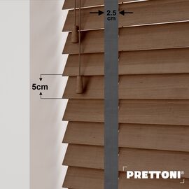 EdBevans - Spectrum Solid Wood Venetian Blind - Mono Mocha 50mm Slat with Chevron Aurora 25mm Tape - Prettoni