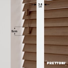 EdBevans - Spectrum Solid Wood Venetian Blind - Mono Mocha 50mm Slat with Woven Naturo 38mm Tape - Prettoni