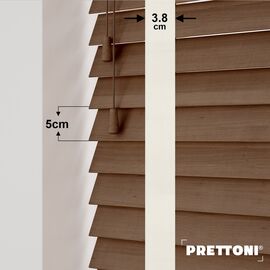EdBevans - Spectrum Solid Wood Venetian Blind - Mono Mocha 50mm Slat with Woven Feather 38mm Tape - Prettoni