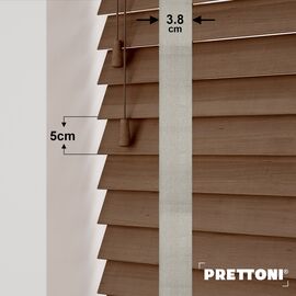EdBevans - Spectrum Solid Wood Venetian Blind - Mono Mocha 50mm Slat with Woven Ethereal 38mm Tape - Prettoni