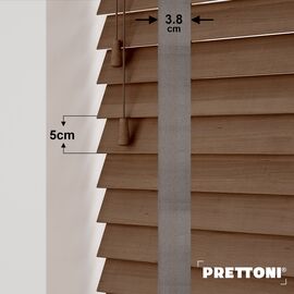 EdBevans - Spectrum Solid Wood Venetian Blind - Mono Mocha 50mm Slat with Woven Flint 38mm Tape - Prettoni