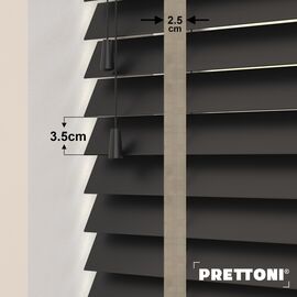 EdBevans - Spectrum Solid Wood Venetian Blind - Mono Onyx 35mm Slat with Chevron Stonewall 25mm Tape - Prettoni