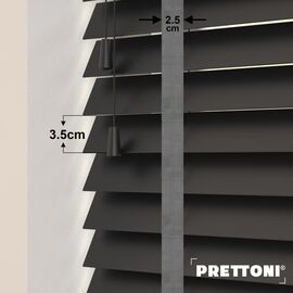 EdBevans - Spectrum Solid Wood Venetian Blind - Mono Onyx 35mm Slat with Chevron Monsoon 25mm Tape - Prettoni